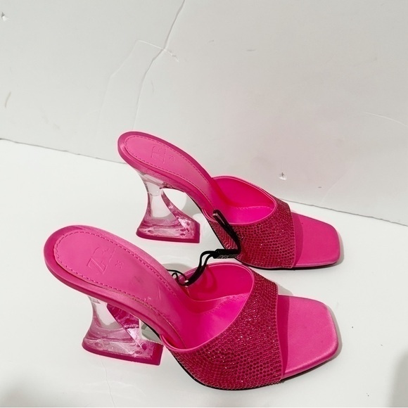 Zara Hot Pink Methacrylate Heeled Sandals NWT - Picture 8 of 8